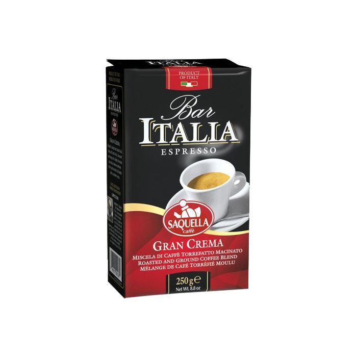 SAQUELLA Bar Italia Gran Crema мелена 250 г (вакуум) (8002650001361)