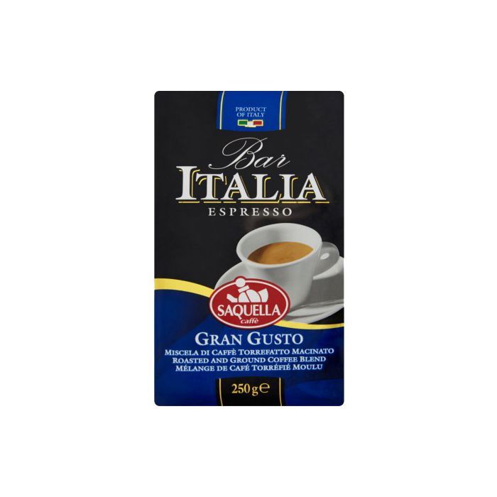 SAQUELLA Bar Italia Gran Gusto мелена 250 г (вакуум) (8002650001378)